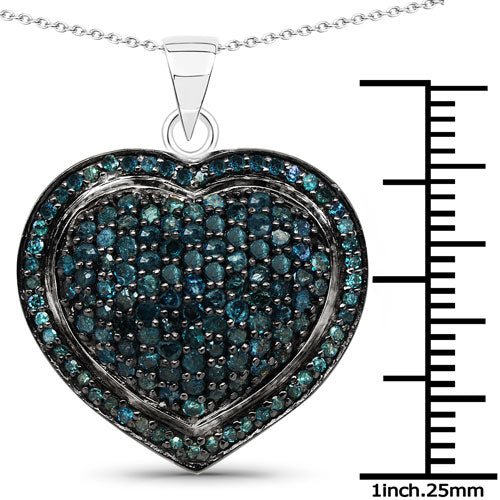 Bids.com 1.25 Carat Genuine Blue Diamond .925 Sterling Silver Pendant Pendants