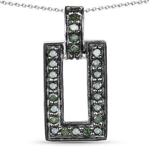 Bids.com 0.36 Carat Genuine Green Diamond .925 Sterling Silver Pendant Pendants