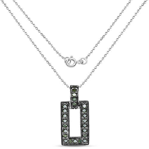 Bids.com 0.36 Carat Genuine Green Diamond .925 Sterling Silver Pendant Pendants