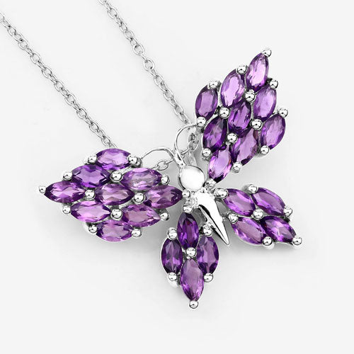 Bids.com 3.90 Carat Genuine Amethyst .925 Sterling Silver Pendant Pendants White Smoke