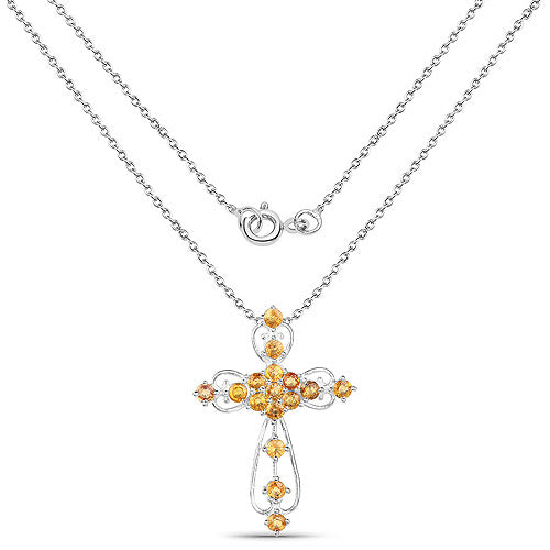 Bids.com 2.24 Carat Genuine Yellow Sapphire .925 Sterling Silver Pendant Pendants