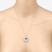 Bids.com 9.59 Carat Genuine Aquamarine and White Diamond 14K White Gold Pendant Pendants