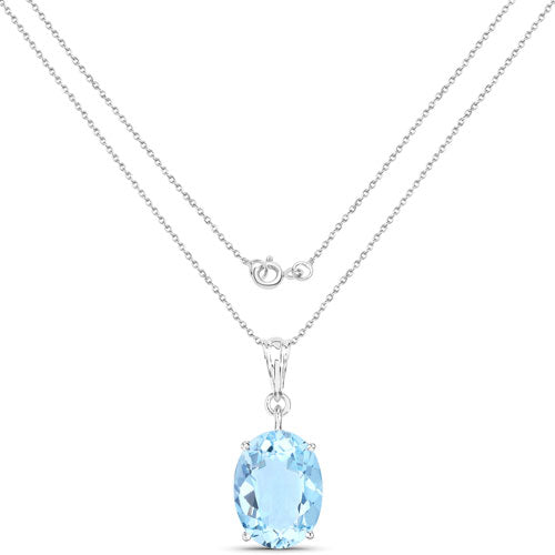 Bids.com 11.25 Carat Genuine Swiss Blue Topaz .925 Sterling Silver Pendant Pendants