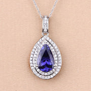 Bids.com 2.56 Carat Genuine Tanzanite and White Diamond 14K White Gold Pendant Pendants