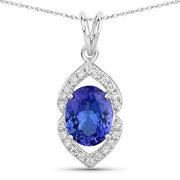 Bids.com 2.44 Carat Genuine Tanzanite and White Diamond 14K White Gold Pendant Pendants