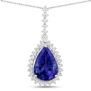 Bids.com 3.05 Carat Genuine Tanzanite and White Diamond 14K White Gold Pendant Pendants