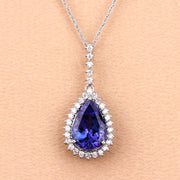 Bids.com 3.05 Carat Genuine Tanzanite and White Diamond 14K White Gold Pendant Pendants