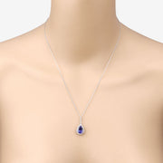 Bids.com 3.05 Carat Genuine Tanzanite and White Diamond 14K White Gold Pendant Pendants