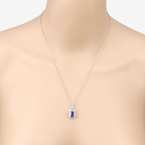 Bids.com 2.56 Carat Genuine Tanzanite and White Diamond 14K White Gold Pendant Pendants