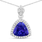 Bids.com 1.71 Carat Genuine Tanzanite and White Diamond 14K White Gold Pendant Pendants