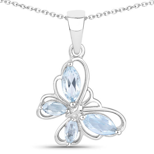 Bids.com 0.78 Carat Genuine Blue Topaz .925 Sterling Silver Pendant Pendants