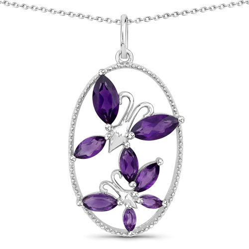 Bids.com 2.12 Carat Genuine Amethyst .925 Sterling Silver Pendant Pendants