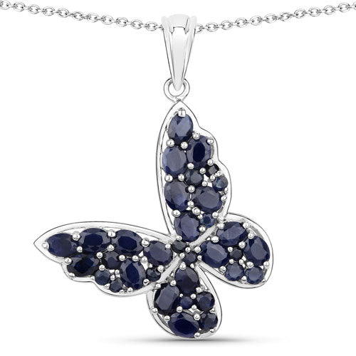 Bids.com 4.36 Carat Genuine Blue Sapphire .925 Sterling Silver Pendant Pendants