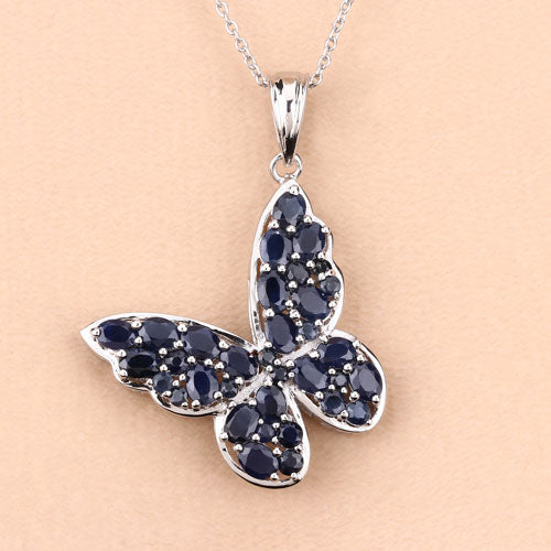Bids.com 4.36 Carat Genuine Blue Sapphire .925 Sterling Silver Pendant Pendants