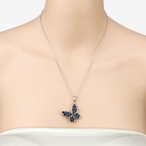 Bids.com 4.36 Carat Genuine Blue Sapphire .925 Sterling Silver Pendant Pendants