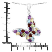 Bids.com 3.80 Carat Genuine Multi Stones .925 Sterling Silver Pendant Pendants
