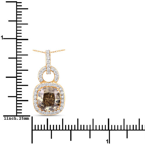 Bids.com IGI Certified 2.50 Carat Genuine Brown Diamond Center and 0.31cttw White Diamond 18K Yellow Gold Pendant (2.81cttw) Pendants