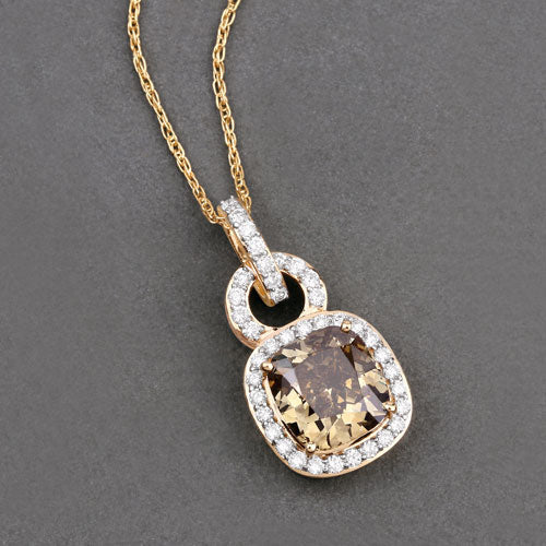 Bids.com IGI Certified 2.50 Carat Genuine Brown Diamond Center and 0.31cttw White Diamond 18K Yellow Gold Pendant (2.81cttw) Pendants