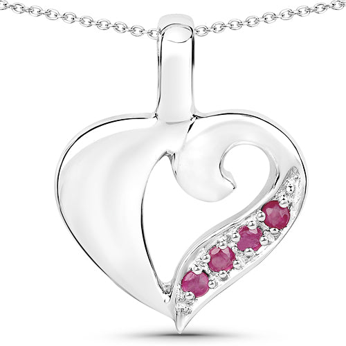 Bids.com 0.18 Carat Genuine Ruby .925 Sterling Silver Pendant Pendants