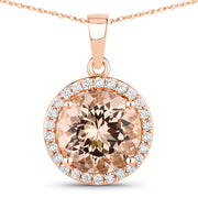 Bids.com 3.61 Carat Genuine Morganite and White Diamond 14K Rose Gold Pendant Pendants