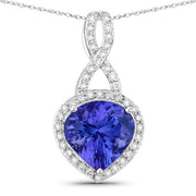 Bids.com 2.57 Carat Genuine Tanzanite and White Diamond 14K White Gold Pendant Pendants