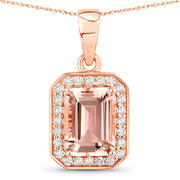 Bids.com 1.51 Carat Genuine Morganite and White Diamond 14K Rose Gold Pendant Pendants