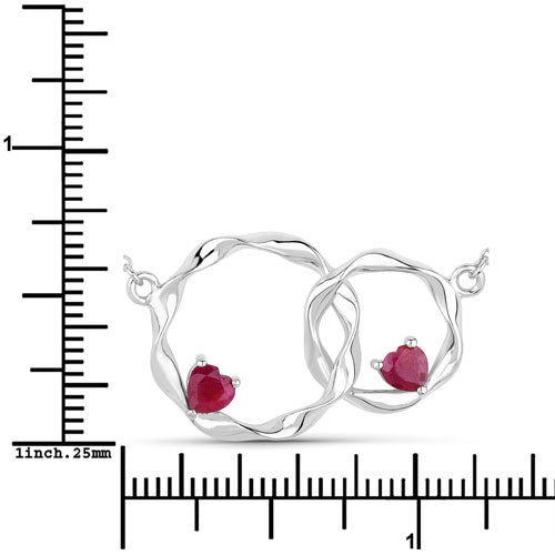 Bids.com 0.70 Carat Genuine Ruby .925 Sterling Silver Pendant Pendants
