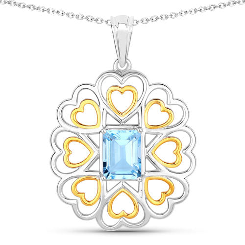 Bids.com 2.60 Carat Genuine Blue Topaz .925 Sterling Silver Pendant Pendants