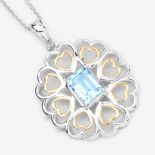 Bids.com 2.60 Carat Genuine Blue Topaz .925 Sterling Silver Pendant Pendants
