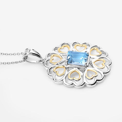 Bids.com 2.60 Carat Genuine Blue Topaz .925 Sterling Silver Pendant Pendants