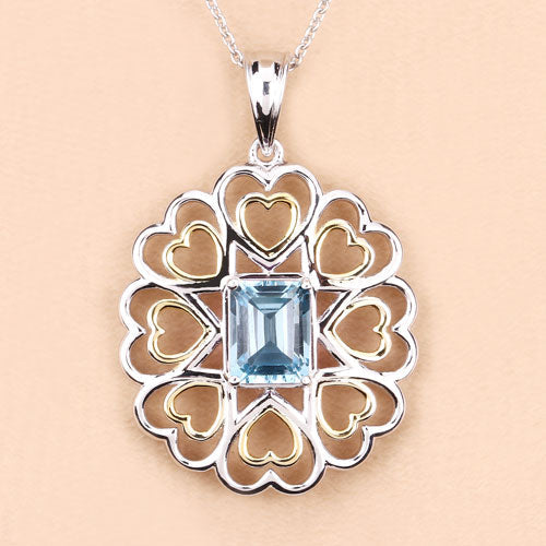 Bids.com 2.60 Carat Genuine Blue Topaz .925 Sterling Silver Pendant Pendants