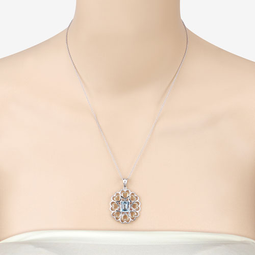 Bids.com 2.60 Carat Genuine Blue Topaz .925 Sterling Silver Pendant Pendants