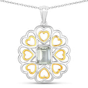 Bids.com 2.10 Carat Genuine Green Amethyst .925 Sterling Silver Pendant Pendants