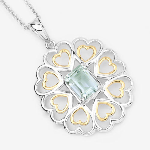 Bids.com 2.10 Carat Genuine Green Amethyst .925 Sterling Silver Pendant Pendants