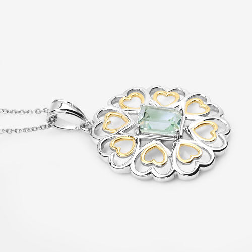 Bids.com 2.10 Carat Genuine Green Amethyst .925 Sterling Silver Pendant Pendants
