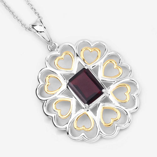 Bids.com 2.55 Carat Genuine Garnet .925 Sterling Silver Pendant Pendants