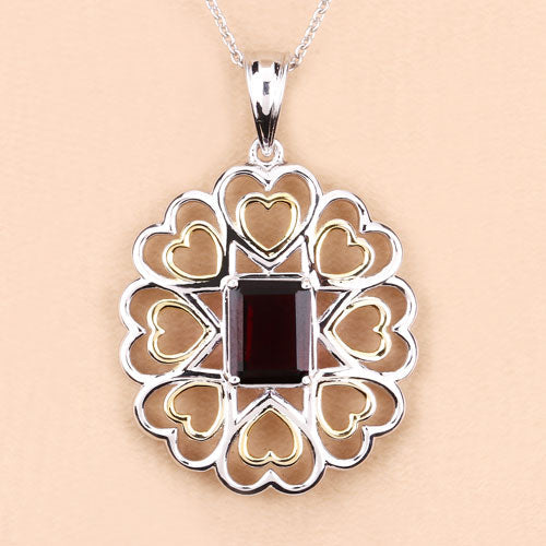 Bids.com 2.55 Carat Genuine Garnet .925 Sterling Silver Pendant Pendants