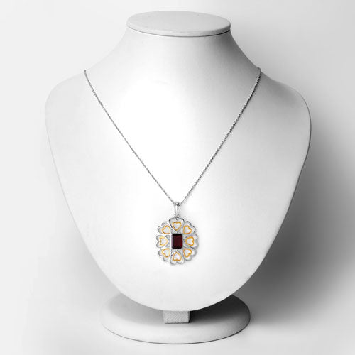 Bids.com 2.55 Carat Genuine Garnet .925 Sterling Silver Pendant Pendants