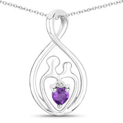 Bids.com 0.15 Carat Genuine Amethyst .925 Sterling Silver Pendant Pendants