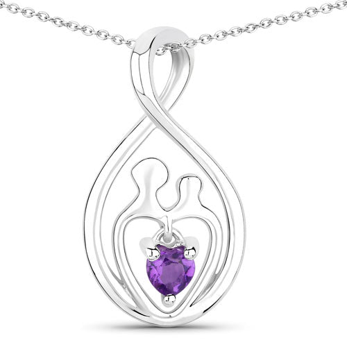 Bids.com 0.15 Carat Genuine Amethyst .925 Sterling Silver Pendant Pendants