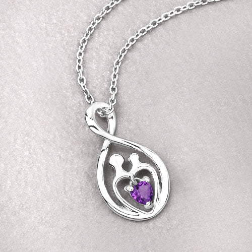 Bids.com 0.15 Carat Genuine Amethyst .925 Sterling Silver Pendant Pendants
