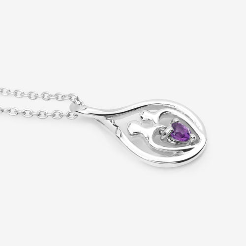 Bids.com 0.15 Carat Genuine Amethyst .925 Sterling Silver Pendant Pendants