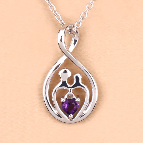 Bids.com 0.15 Carat Genuine Amethyst .925 Sterling Silver Pendant Pendants