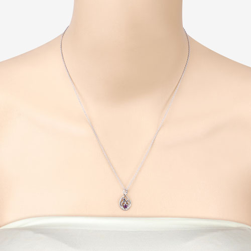 Bids.com 0.15 Carat Genuine Amethyst .925 Sterling Silver Pendant Pendants