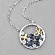 Bids.com 1.41 Carat Genuine Blue Sapphire and White Topaz .925 Sterling Silver Pendant Pendants