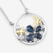 Bids.com 1.41 Carat Genuine Blue Sapphire and White Topaz .925 Sterling Silver Pendant Pendants