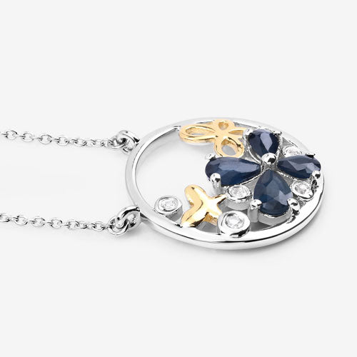 Bids.com 1.41 Carat Genuine Blue Sapphire and White Topaz .925 Sterling Silver Pendant Pendants