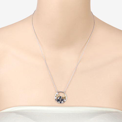 Bids.com 1.41 Carat Genuine Blue Sapphire and White Topaz .925 Sterling Silver Pendant Pendants