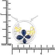 Bids.com 1.41 Carat Genuine Blue Sapphire and White Topaz .925 Sterling Silver Pendant Pendants