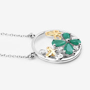 Bids.com 1.35 Carat Genuine Emerald and White Topaz .925 Sterling Silver Pendant Pendants